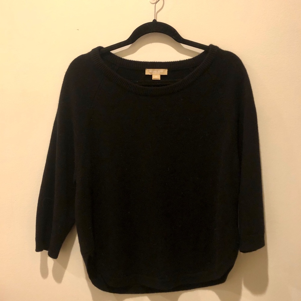 3/4 sleeve black Michael Kors cashmere sweater